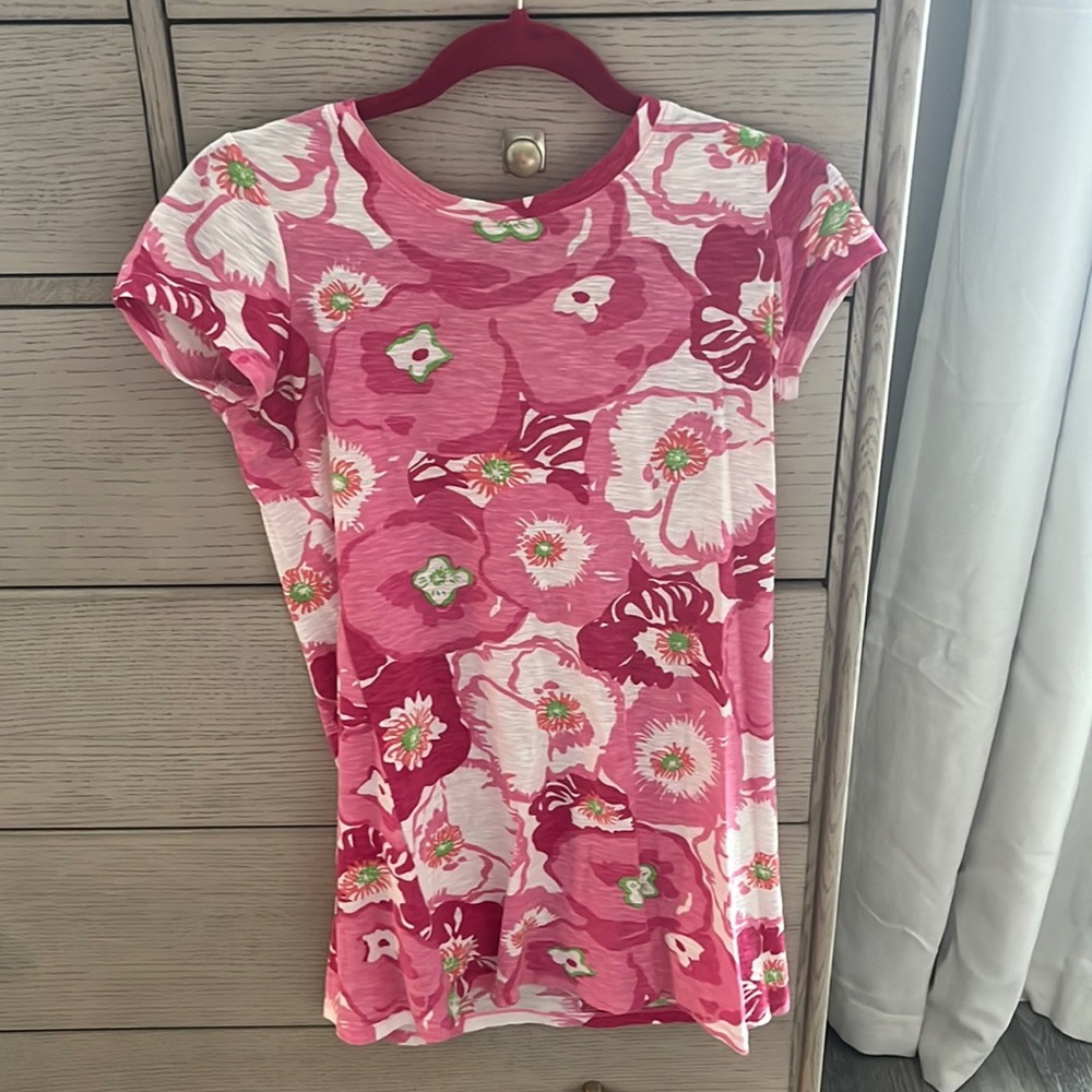 Lilly Pulitzer Cherry Begonia Emily crew neck T-shirt dress